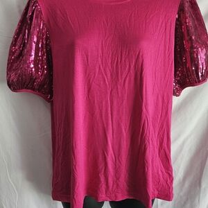 #38 Kate & Mallory Fuchsia Sequin Sleeve Top